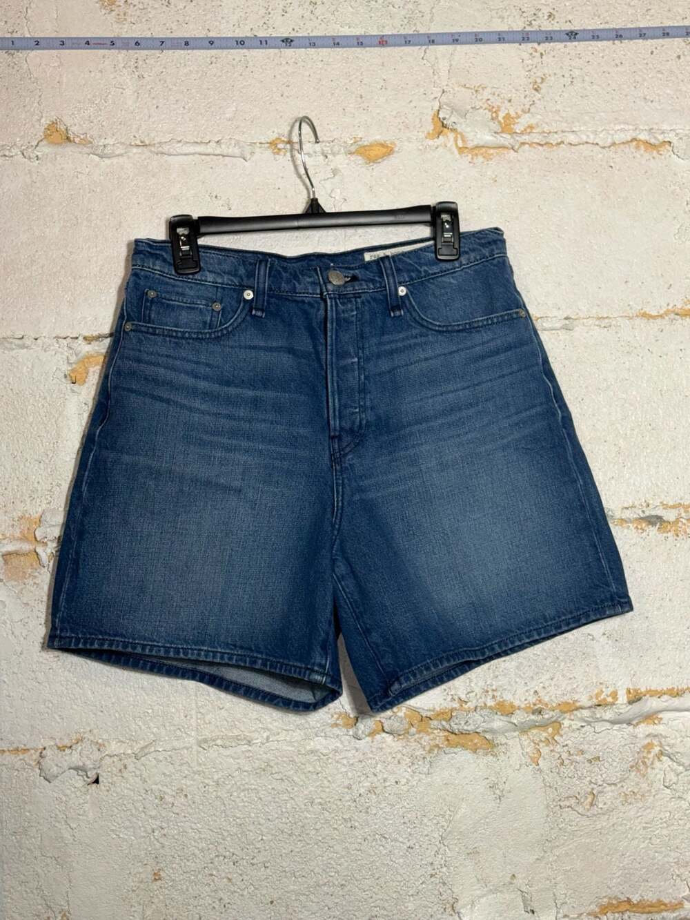 Rag & Bone Maya High-Rise Denim Bermuda Shorts Poppy Size 29